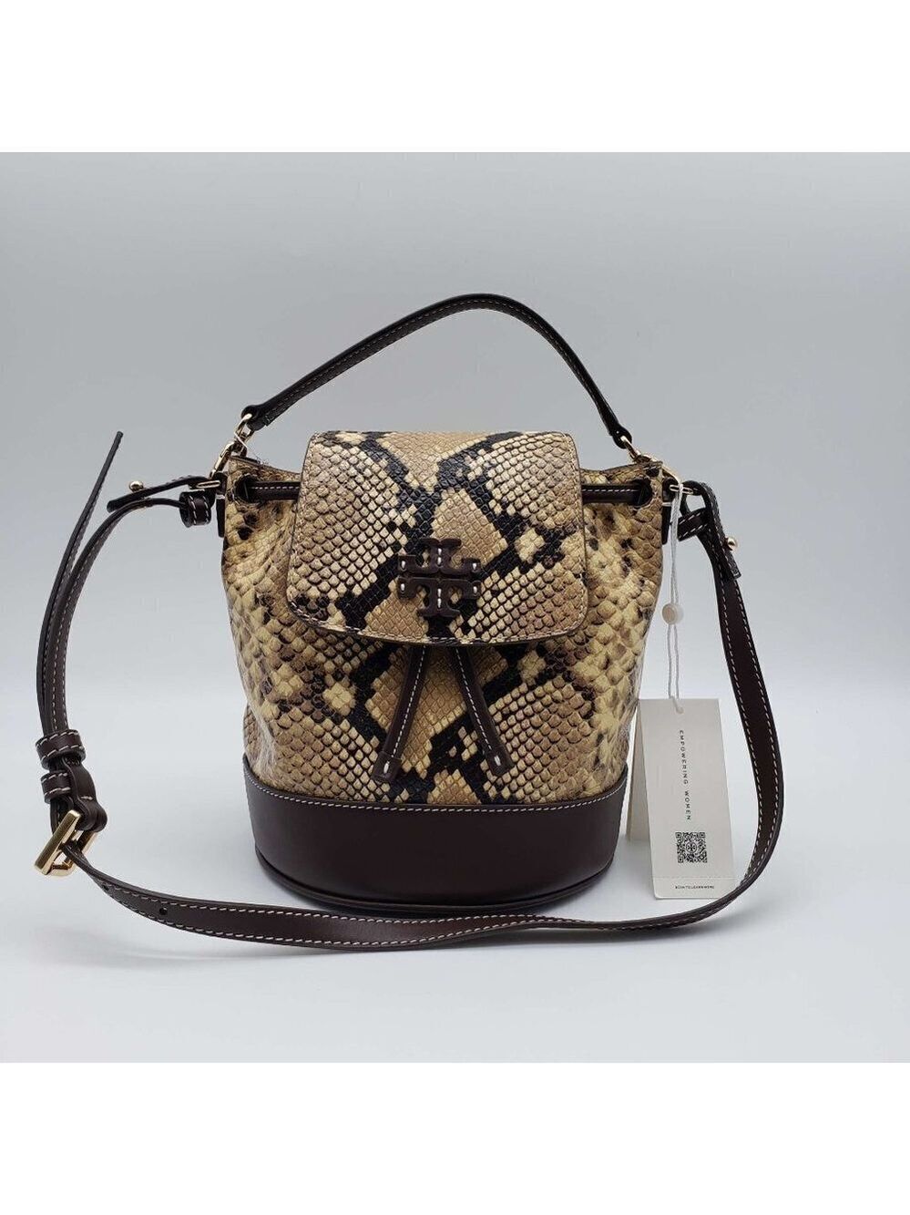 Tory Burch Thea Exotic Mini Bucket Backpack Shoulder Bag
